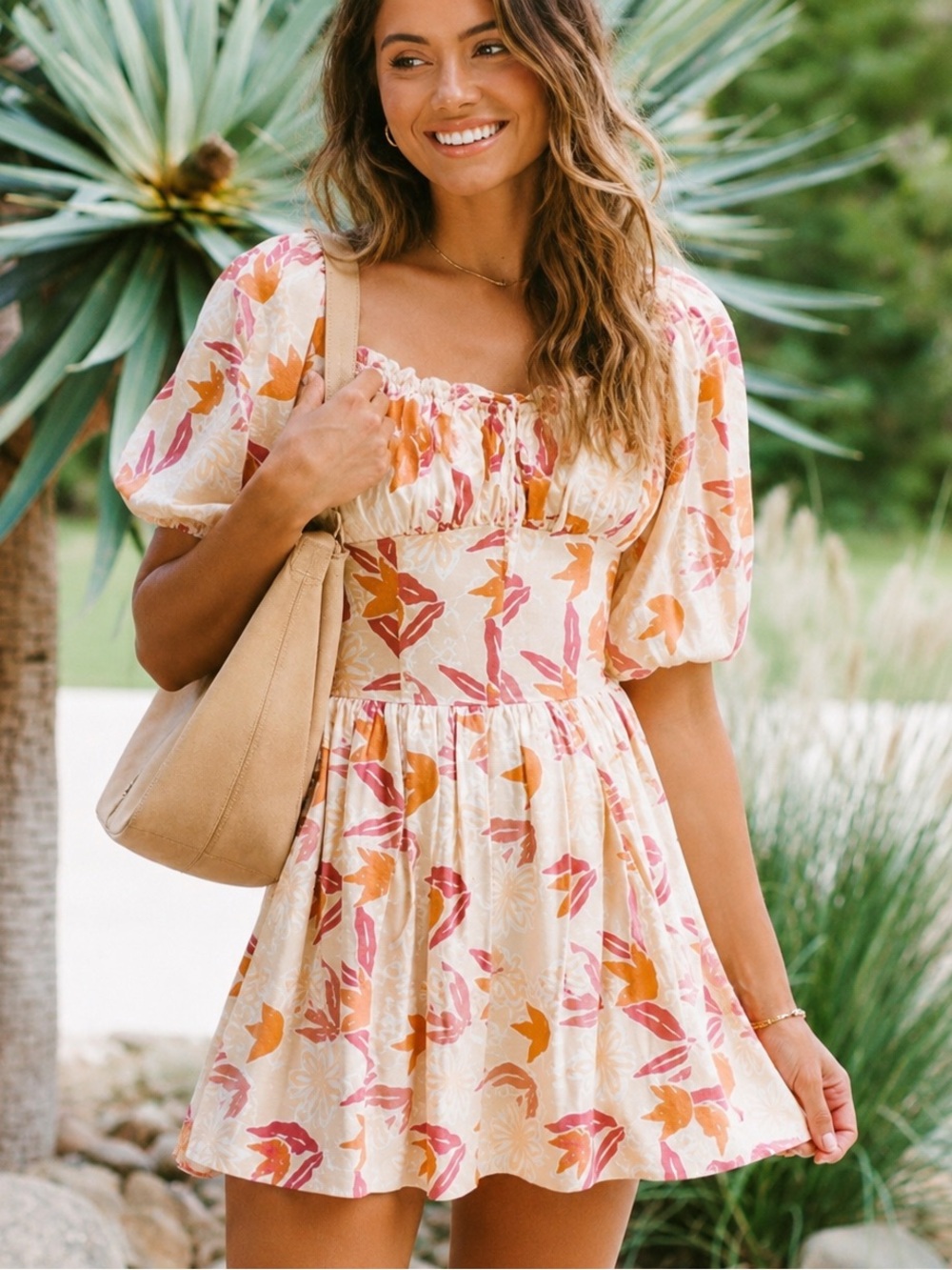 Sabo Skirt Floral Puff Sleeve Mini Dress – Size Small